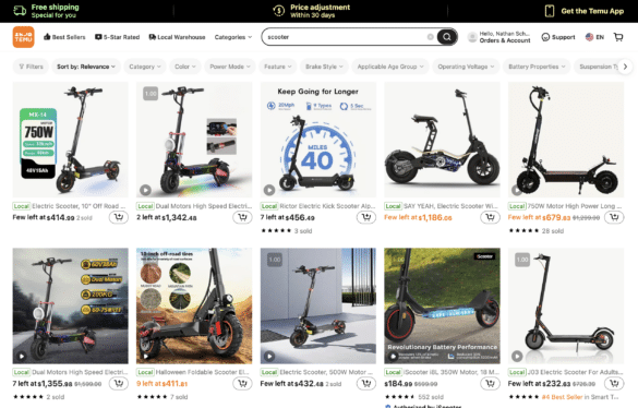 temu scooters